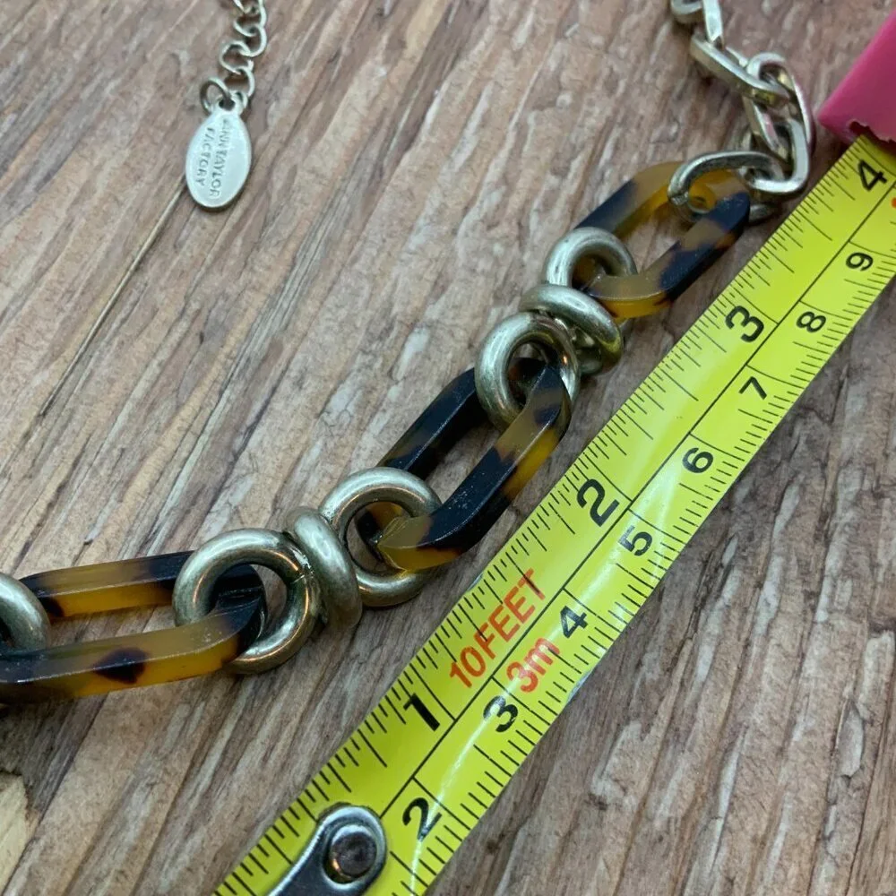 Ann Taylor Factory Open Link Acrylic Tortoise Shell Gold Tone Necklace